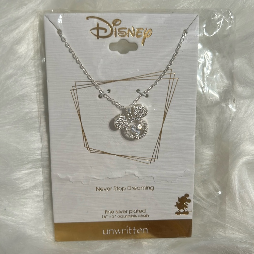 Disney “Never Stop Dreaming” Mickey Mouse Silver Plated Necklace
